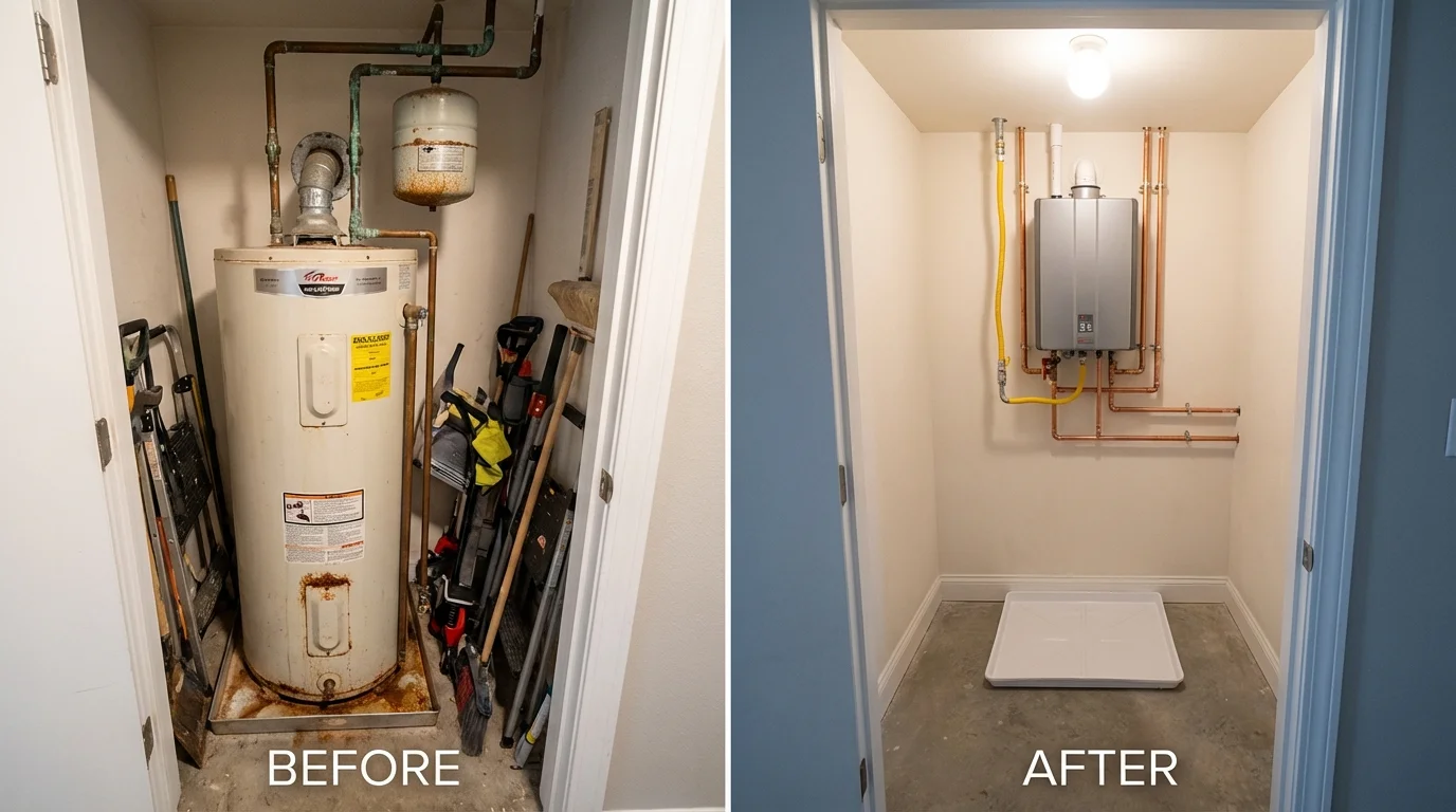 Tank water heater versus wall-mounted tankless unit comparison for Passaic, NJ homeowners