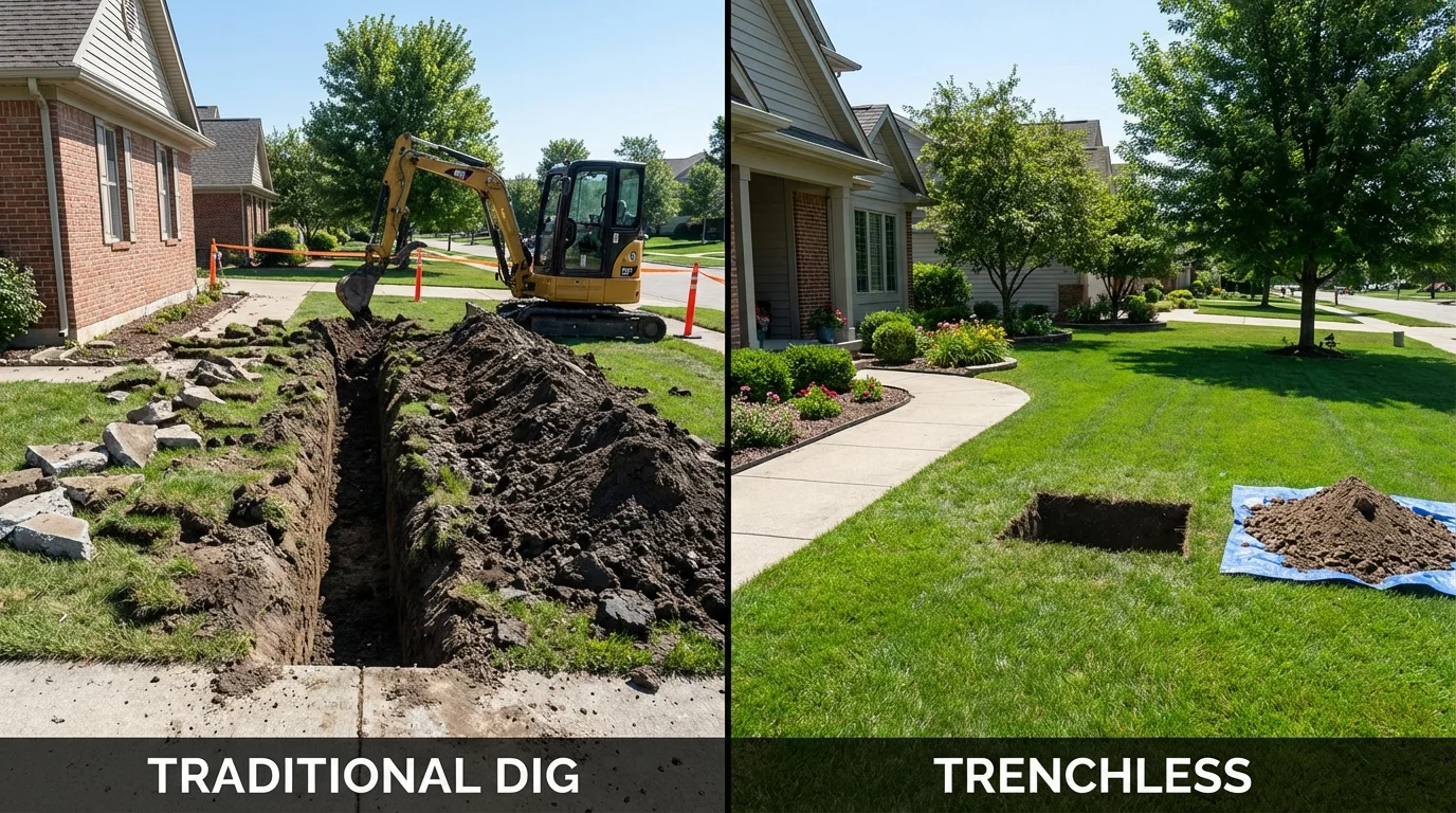 Trenchless sewer repair with minimal yard damage versus traditional excavation in Passaic, NJ